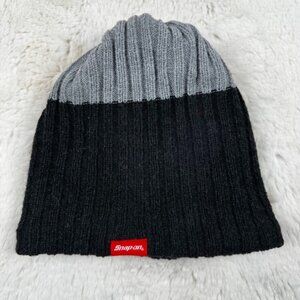 Snap-On Tools Slouch Winter Beanie Hat Gray Black Loose Fit Fleece Lined